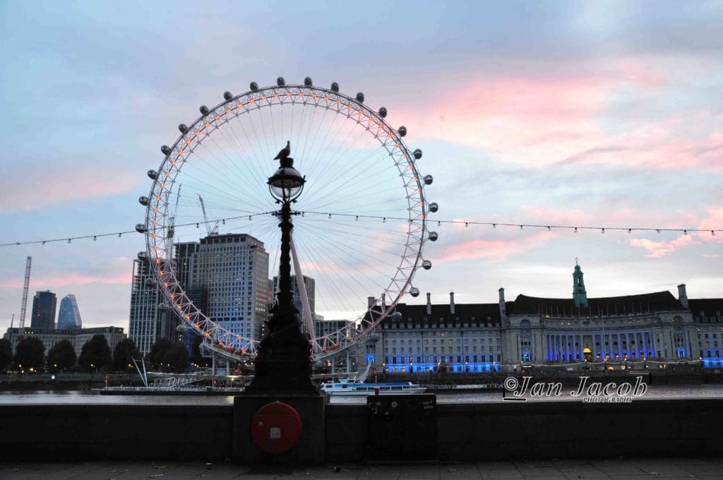 London Tourist Trips Questions 2026 Never published photography from Victoria Embankment view near Monument to the RAF in London direct to London Eye, one of the most popular destinations for tourists in coming to London.