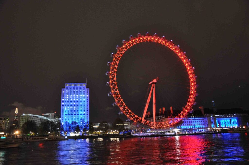 London Tourist Trips Questions 2026 View On London Eye and County Hall From Victoria Embankment by Night