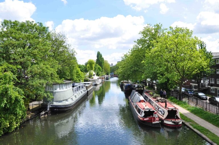 View on Little Venice canal boats
