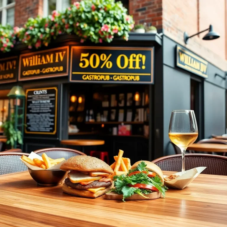 50% Off Food! William IV Gastropub Summer Menu